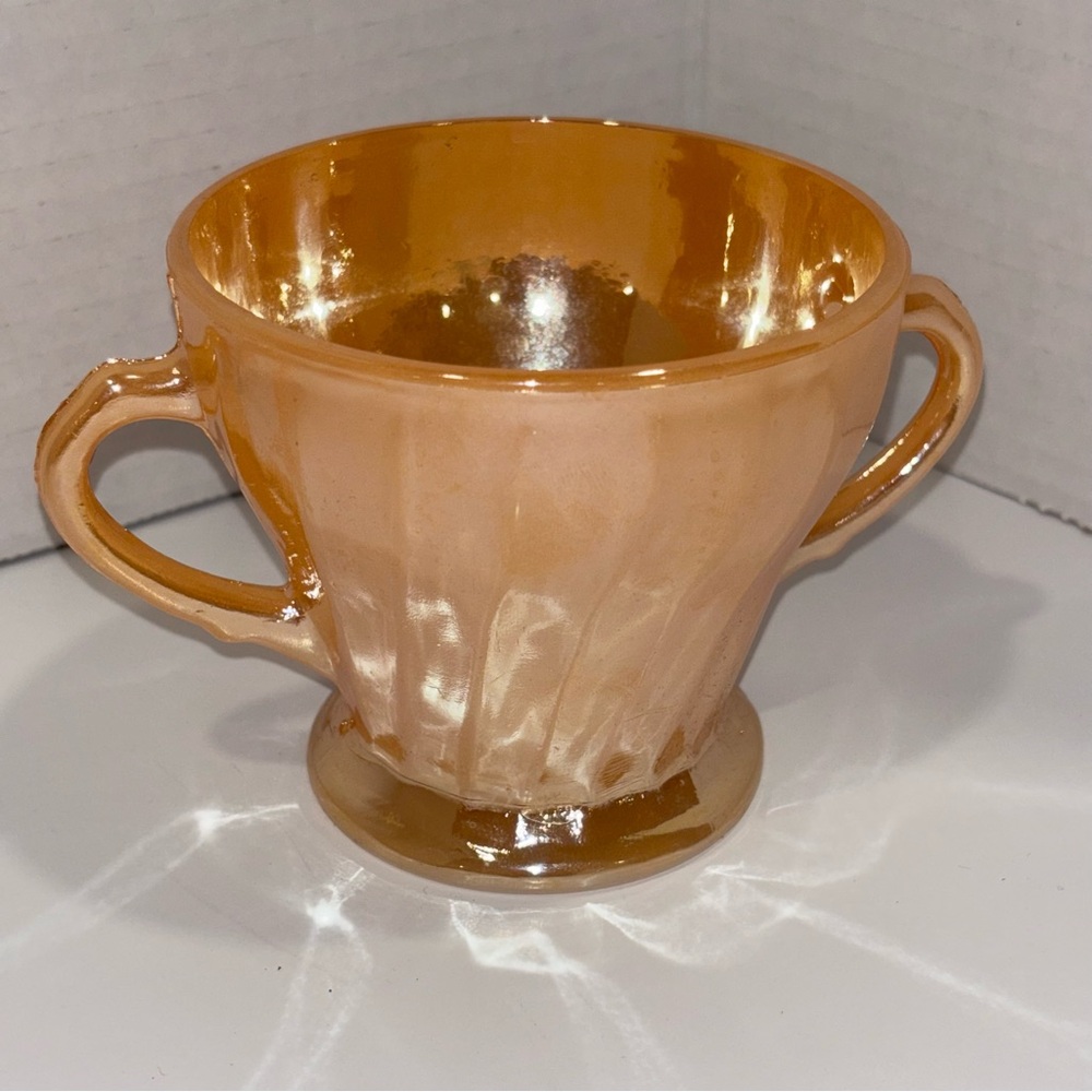 Fire-King Peach Lustre sugar bowl